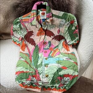 FARM Rio Multicolor Tropical Print Button-Up Top